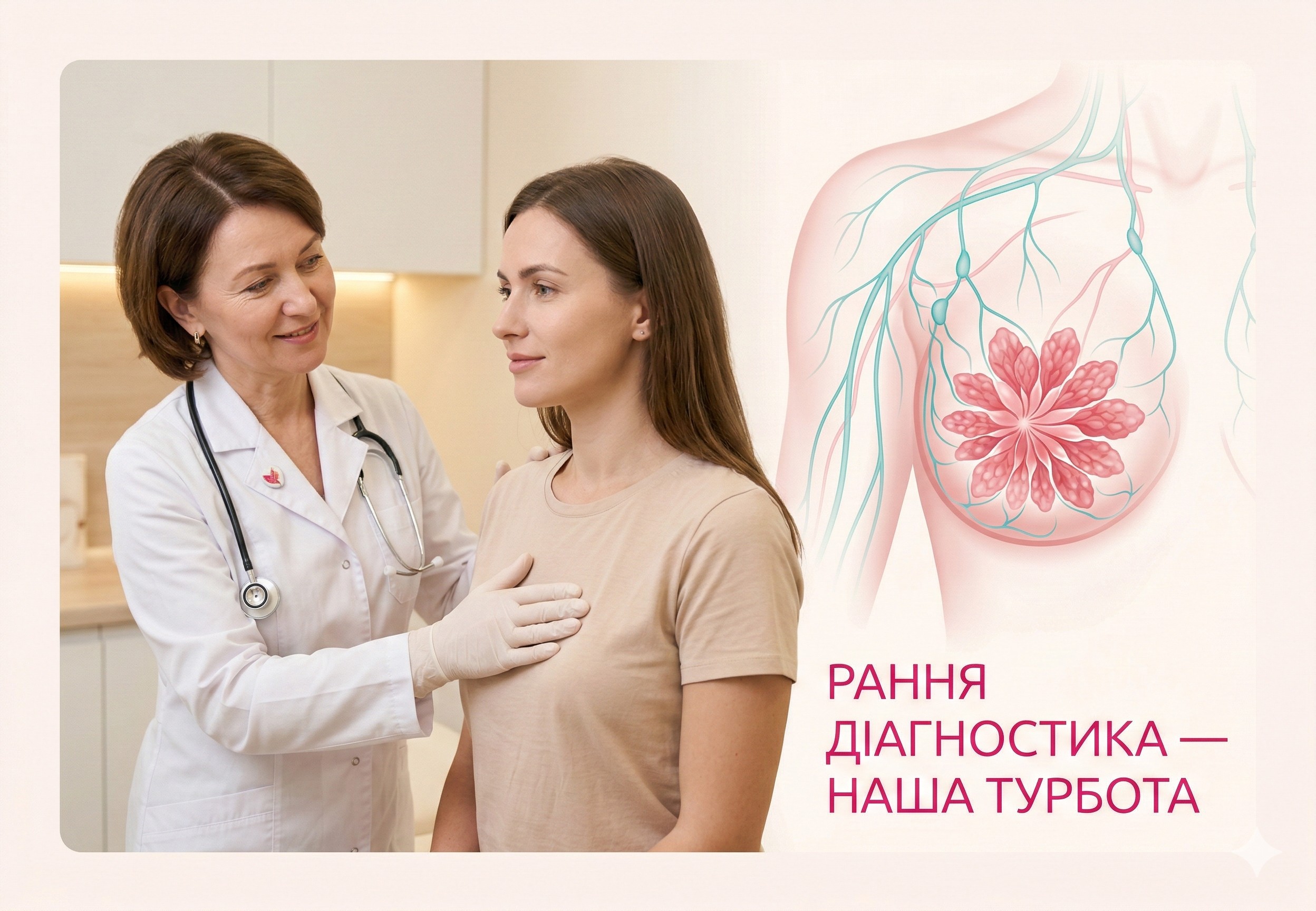 Лікар-мамолог проводить обстеження — рання діагностика, наша турбота